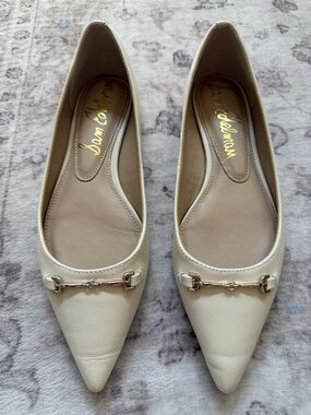 Sam Edelman Cream Ballet Flats with Gold Accent